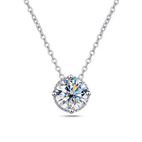 Round Exquisite Moissanite Necklace 925 Silver White Gold - Diamond - Lab