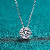 Round Exquisite Moissanite Necklace 925 Silver White Gold - Diamond - Lab