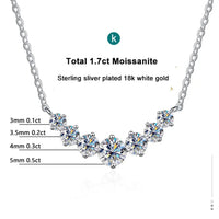 Round Moissanite Necklace 1ct 2ct 3ct VVS1 D Color 925 Sterling Silver 18k White Gold Plated Link Chain Women with GRA Certificate - Diamond - Lab