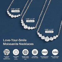 Round Moissanite Necklace 1ct 2ct 3ct VVS1 D Color 925 Sterling Silver 18k White Gold Plated Link Chain Women with GRA Certificate - Diamond - Lab