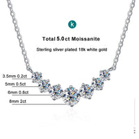 Round Moissanite Necklace 1ct 2ct 3ct VVS1 D Color 925 Sterling Silver 18k White Gold Plated Link Chain Women with GRA Certificate - Diamond - Lab