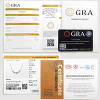 Round Moissanite Necklace 1ct 2ct 3ct VVS1 D Color 925 Sterling Silver 18k White Gold Plated Link Chain Women with GRA Certificate - Diamond - Lab