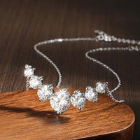 Round Moissanite Necklace 1ct 2ct 3ct VVS1 D Color 925 Sterling Silver 18k White Gold Plated Link Chain Women with GRA Certificate - Diamond - Lab