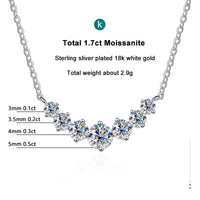 Round Moissanite Necklace 1ct 2ct 3ct VVS1 D Color 925 Sterling Silver 18k White Gold Plated Link Chain Women with GRA Certificate - Diamond - Lab