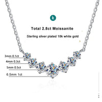 Round Moissanite Necklace 1ct 2ct 3ct VVS1 D Color 925 Sterling Silver 18k White Gold Plated Link Chain Women with GRA Certificate - Diamond - Lab