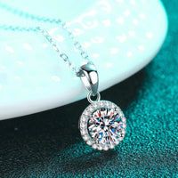 Round Moissanite Necklaces 925 Silver White Gold VVS1 - Diamond - Lab