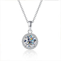 Round Moissanite Necklaces 925 Silver White Gold VVS1 - Diamond - Lab