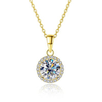 Round Moissanite Necklaces 925 Silver White Gold VVS1 - Diamond - Lab