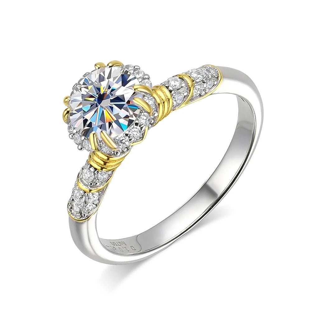 Timeless Classic Moissanite Ring Sterling Silver Wedding Band Engagement Set - Diamond - Lab