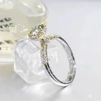 Timeless Classic Moissanite Ring Sterling Silver Wedding Band Engagement Set - Diamond - Lab