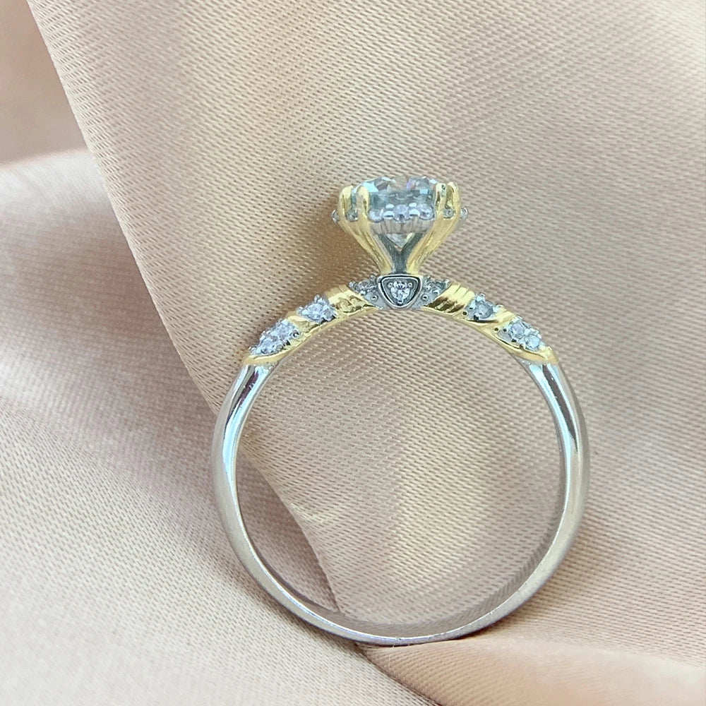 Timeless Classic Moissanite Ring Sterling Silver Wedding Band Engagement Set - Diamond - Lab