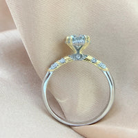 Timeless Classic Moissanite Ring Sterling Silver Wedding Band Engagement Set - Diamond - Lab