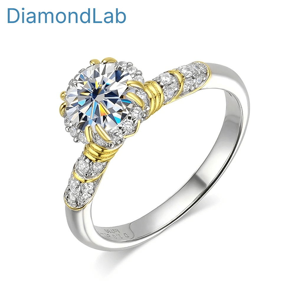 Timeless Classic Moissanite Ring Sterling Silver Wedding Band Engagement Set - Diamond - Lab