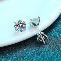 VVS1 D Color Moissanite Stud Earrings 925 Sterling Silver 18K White Gold Plated GRA Certified Round Cut - Diamond - Lab