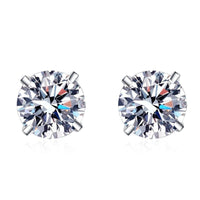 VVS1 D Color Moissanite Stud Earrings 925 Sterling Silver 18K White Gold Plated GRA Certified Round Cut - Diamond - Lab
